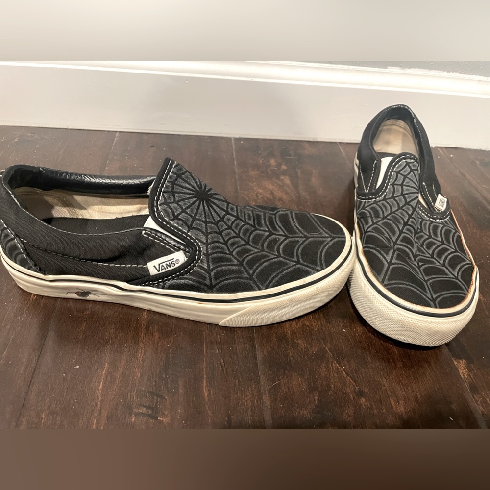 Vintage black Widow Vans slip ons unisex